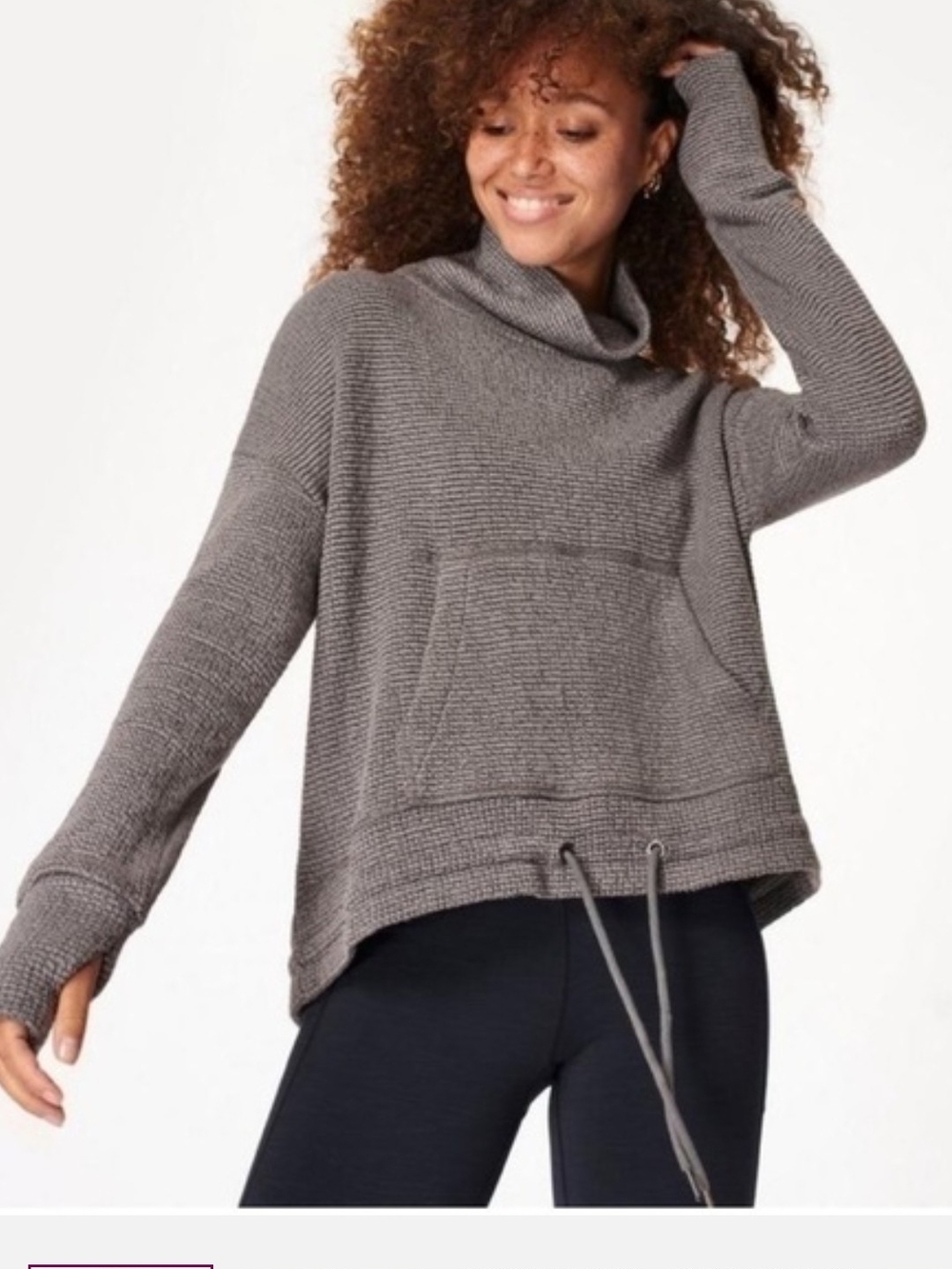 Sweaty Betty Restful Boucle Sweatshirt Charcoal Marl Size Large NWT